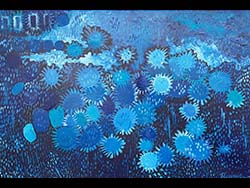 Florinda Ke Sophie - Blaue Sonnen im Regen, 30 x 45 cm100 x 100 cm, 2025